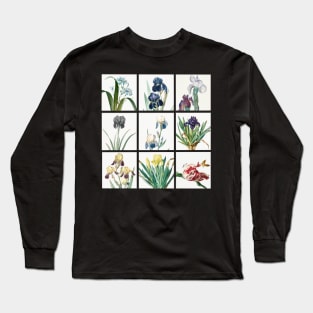 Beautiful collage of watercolor iris flowers from several artists Long Sleeve T-Shirt